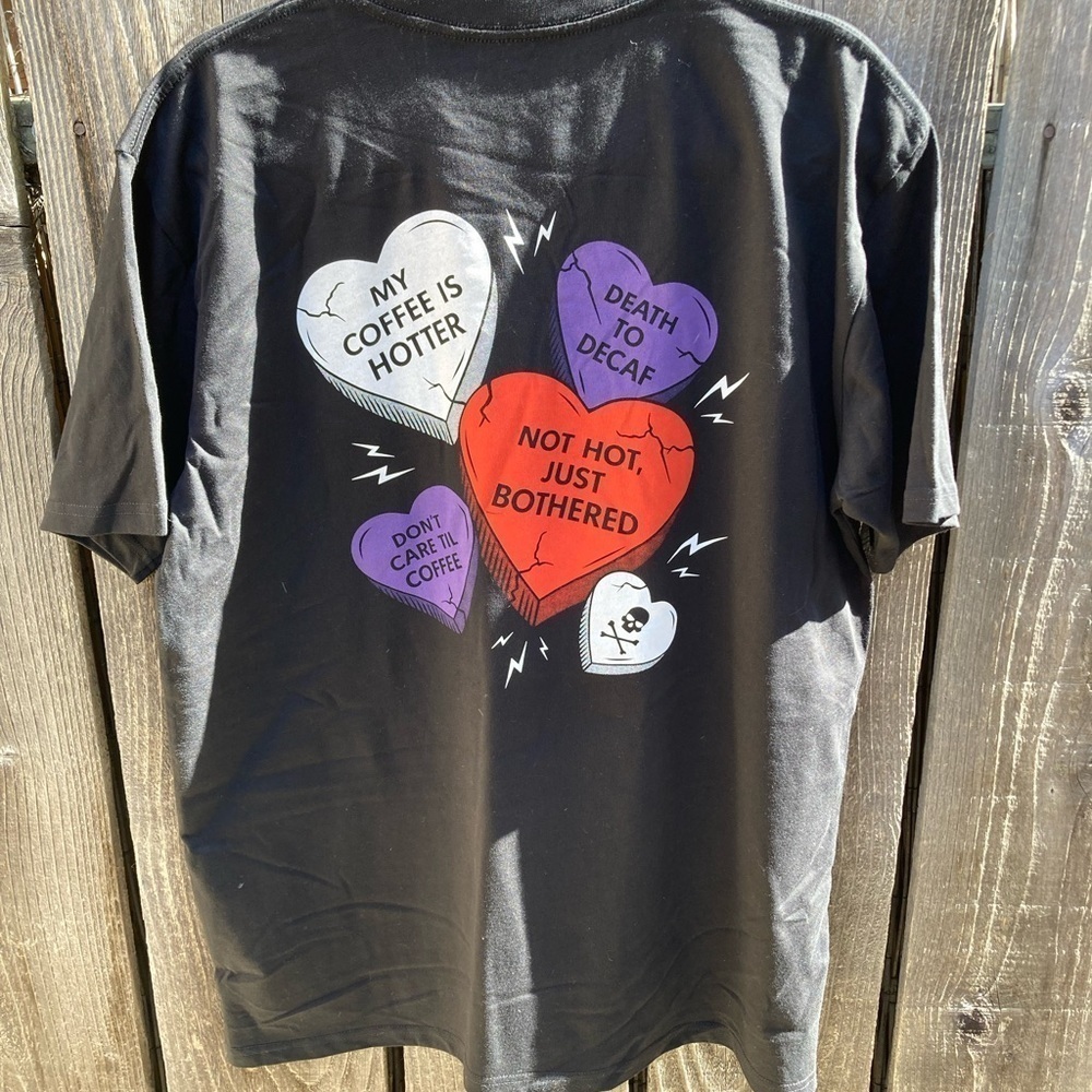 Men's‎ Death Wish Coffee T-Shirt Black Pocket Sweetheart L Ringspun Cotton Crew